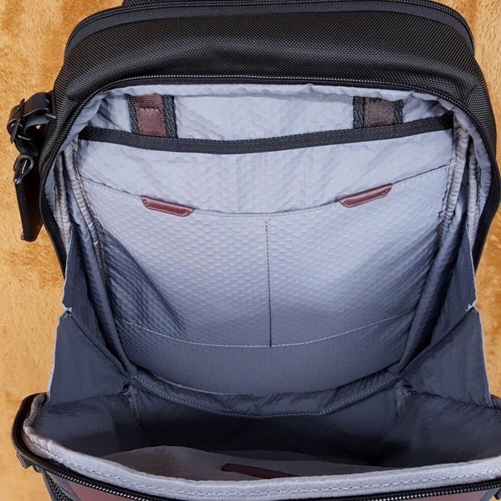 TUMI Backpack Alpha Bravo Navigation Black Burgundy Laptop Travel Business $575 - Picture 8 of 9